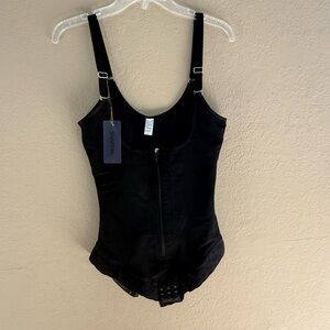 Shapermint Black Kids One-Piece Bodysuit with Front Zip